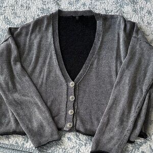 Eileen Fisher Charcoal Button-Up Cardigan